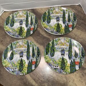 Set Of 4 Gustav Klimt By Furio Oval Salad Dessert Plates 8.5" Made In Indonesia